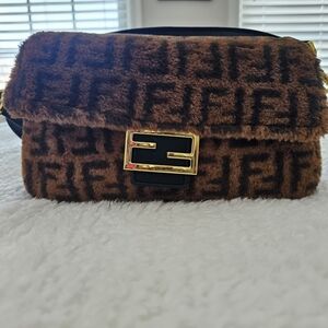 Brown and Black Fur Bag